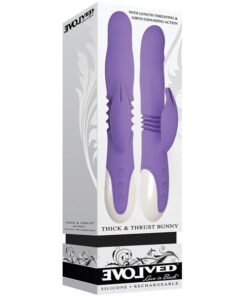 Alternative view of Evolved Thick & Thrust Bunny Dual Stim Rechargeable -purple